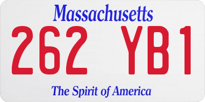 MA license plate 262YB1