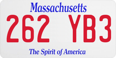 MA license plate 262YB3