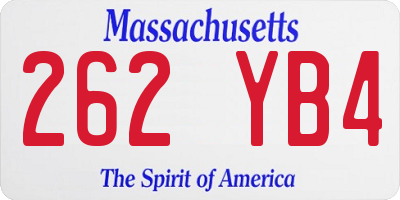 MA license plate 262YB4