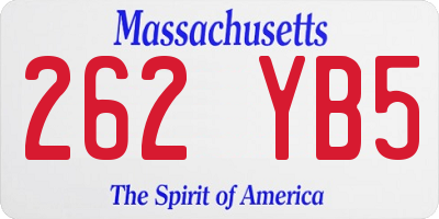 MA license plate 262YB5