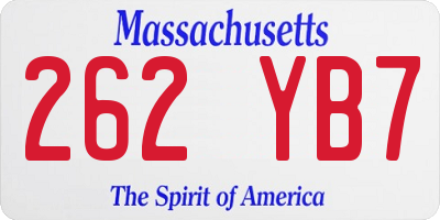 MA license plate 262YB7