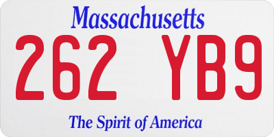 MA license plate 262YB9
