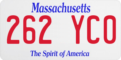 MA license plate 262YC0