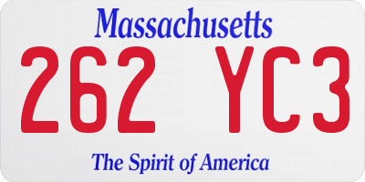 MA license plate 262YC3