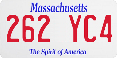 MA license plate 262YC4