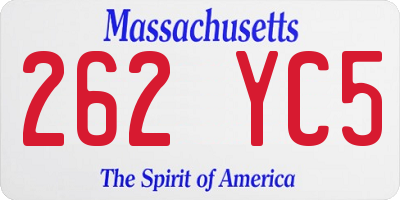 MA license plate 262YC5