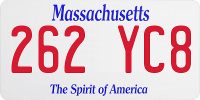 MA license plate 262YC8