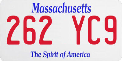 MA license plate 262YC9