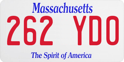 MA license plate 262YD0