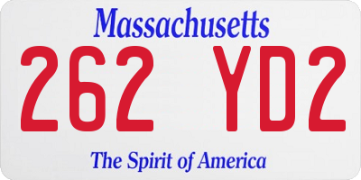 MA license plate 262YD2
