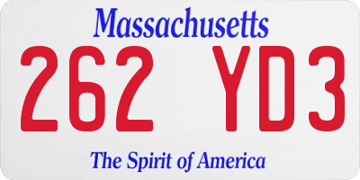 MA license plate 262YD3