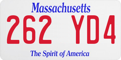 MA license plate 262YD4