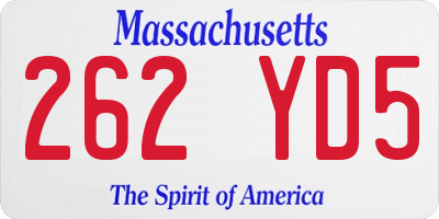 MA license plate 262YD5