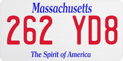 MA license plate 262YD8