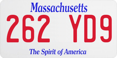 MA license plate 262YD9