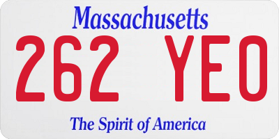 MA license plate 262YE0