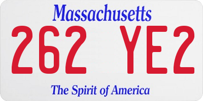 MA license plate 262YE2