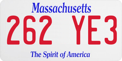 MA license plate 262YE3