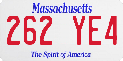 MA license plate 262YE4