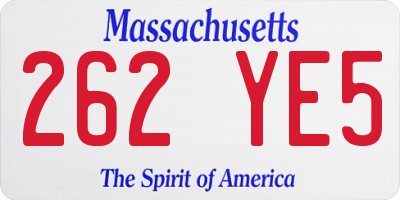 MA license plate 262YE5