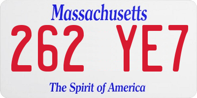 MA license plate 262YE7