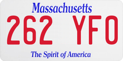 MA license plate 262YF0