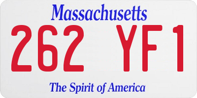 MA license plate 262YF1