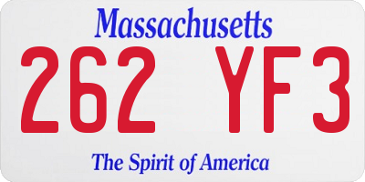MA license plate 262YF3
