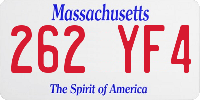 MA license plate 262YF4