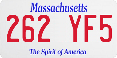 MA license plate 262YF5
