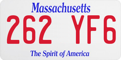 MA license plate 262YF6