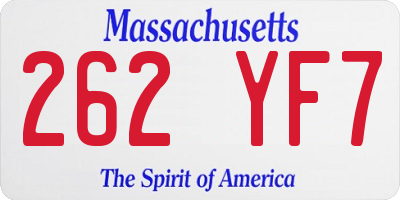 MA license plate 262YF7