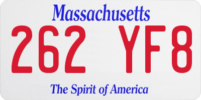 MA license plate 262YF8
