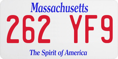 MA license plate 262YF9