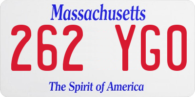 MA license plate 262YG0