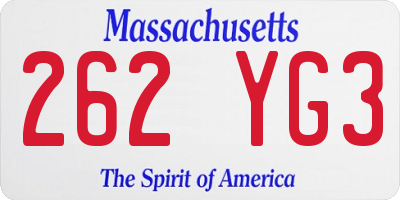 MA license plate 262YG3