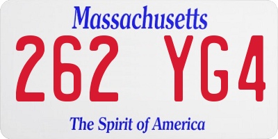 MA license plate 262YG4