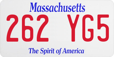 MA license plate 262YG5