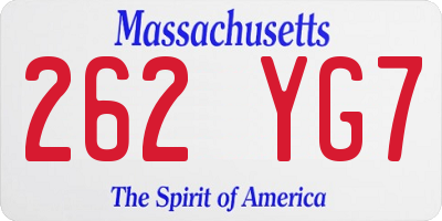MA license plate 262YG7