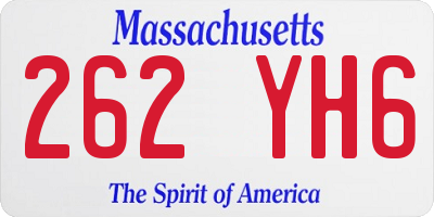 MA license plate 262YH6