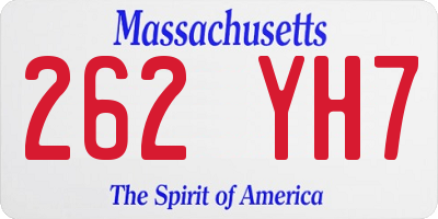 MA license plate 262YH7