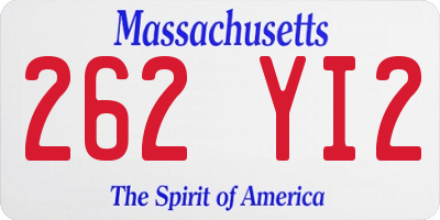 MA license plate 262YI2