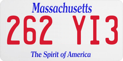 MA license plate 262YI3