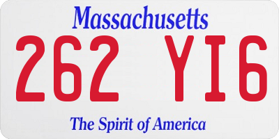 MA license plate 262YI6