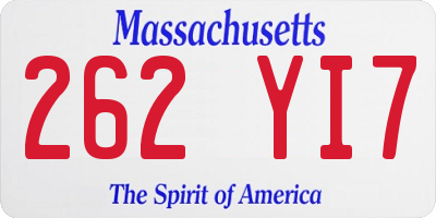 MA license plate 262YI7