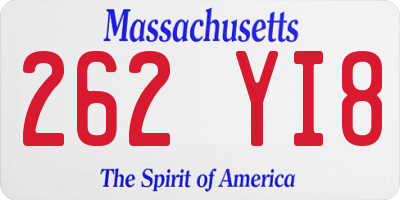 MA license plate 262YI8