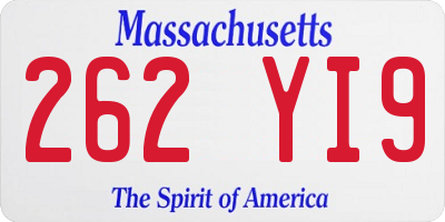 MA license plate 262YI9