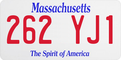 MA license plate 262YJ1