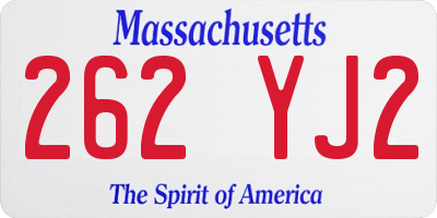 MA license plate 262YJ2