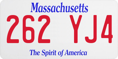 MA license plate 262YJ4